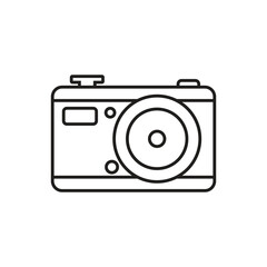 Photo camera icon in flat line style. Photography equipment vector illustration on isolated background. Professional photographic sign business concept.