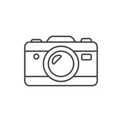 Photo camera icon in flat line style. Photography equipment vector illustration on isolated background. Professional photographic sign business concept.