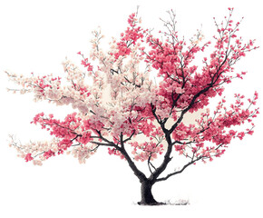 Cherry blossom tree with pink and white flowers