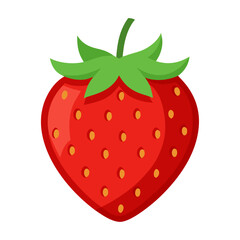 Obraz premium Strawberry colorful fruit. Modern abstract flat style isolated on white. Natural juicy ripe berry. Vector illustration