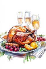 Bake roasted turkey dish for luxury traditional thanksgiving holiday gathering dinner