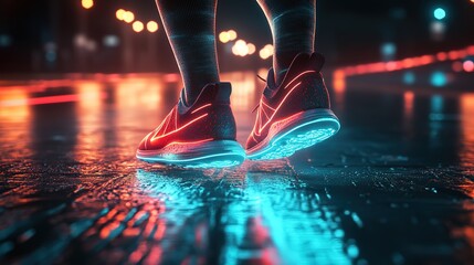 Sports for fitness Holograms shoes running, speed for health tracking outdoors. sneakers, graphics for workout, exercise, balance for routine, training for a marathon, wellness 8k high resolution