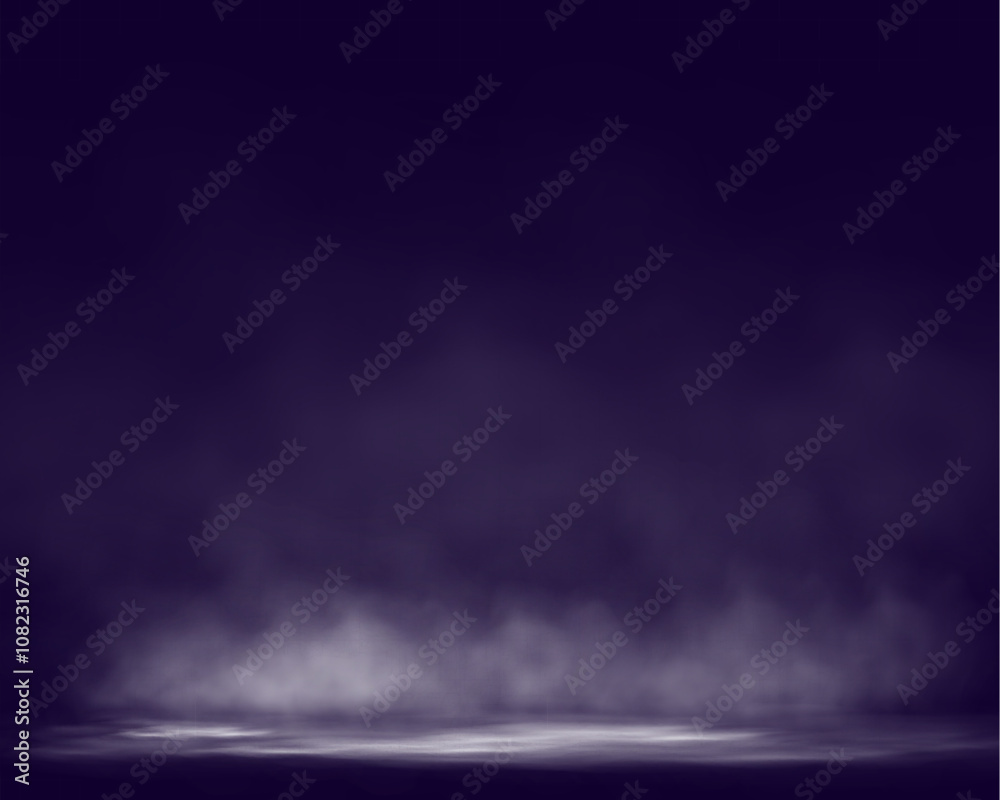 Poster Smoke on dark atmospheric background with low fog drifting across ground soft gradients .