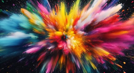 A vibrant explosion of colors, resembling an intense burst or splash of paint
