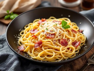 Pasta with Bacon and Parmesan Cheese