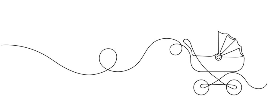 One continuous line drawing of baby stroller