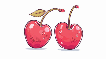 Cute Two Cherry Fruit Freehand Drawing Doodle