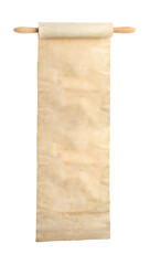 Scroll of old parchment paper isolated on white