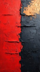 Obraz premium Abstract painting featuring bold red and black textures.
