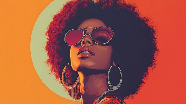 Because it showcases daring fashion choices, this nostalgic, retro-inspired picture of an Afro-Latin woman dressed in a classic 90s style is ideal for projects with a vintage or cultural theme.