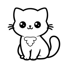 a drawing of a cartoon cat with a butterfly on its tail silhouette art style vector