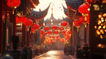 Obraz premium New Year's real background picture, Chinese style,generative ai