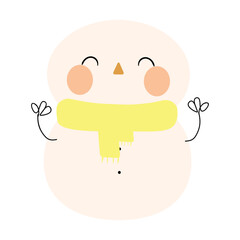 Hand drawn cute cartoon snowman for Christmas stickers, drawings, doodles