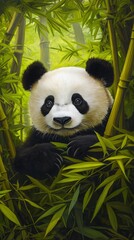 Adorable Baby Panda in Bamboo Forest