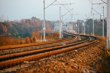 Widok na tory kolejowe w Goczałkowicach zdrój, Śląsk. © Elżbieta Kaps