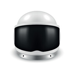 White astronaut helmet with black glass realistic vector illustration cosmonaut space mask