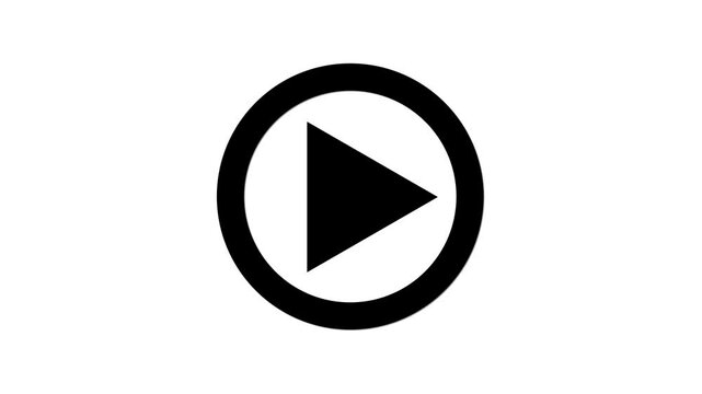 Animation of video and music play button icon a white background.