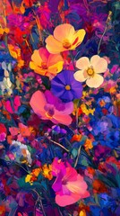 Vibrant Impasto Floral Garden Painting