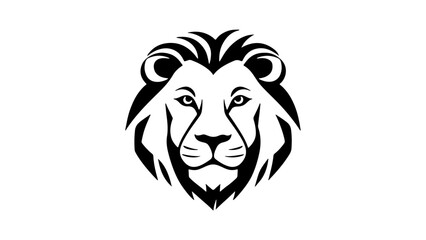 black and white simple lion head vector outline illustration