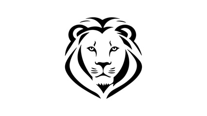 lion head simple outline vector shape silhouette illustration black and white