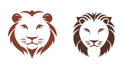two lion head simple illustrations in vector
