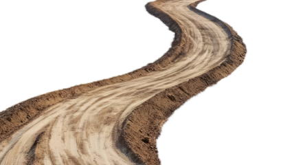 dirt road winding isolated on a white background. PNg
