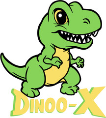 Cute Dinosaur, cartoon vector illustration. Dinoo-X animal.