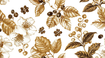 Coffee and Coffee Flowers Magic Collection Set Seamless Pattern