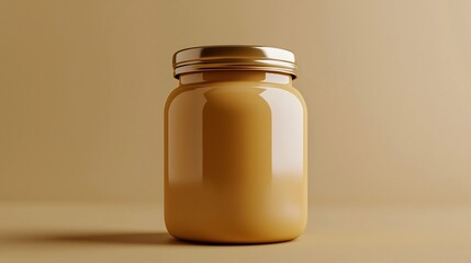 Single Peanut Butter Jar with Minimalist White Background