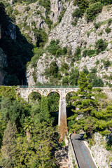 old bridge at Marina di Praia at the Strada Statale 163 at the rougt winding amalfitana coast
