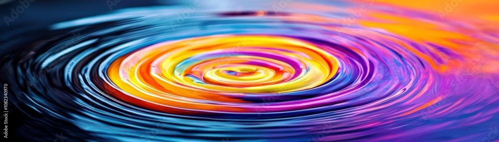 Poster vibrant colorful swirling ripples in water creating a mesmerizing pattern reflecting light with smoo