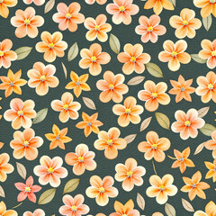 Plain Pale Ochre Background with Tiny Watercolor Flowers