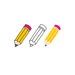 Yellow Pencil vector design graphic, School Supplies Clipart, Outline Pencil, Back to School, Teacher Resource