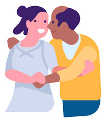 Happy couple embrace color icon. Loving characters