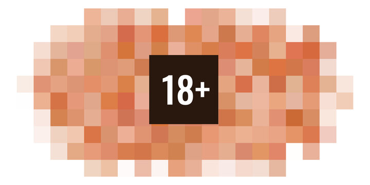 Adult content censored sign with pixel blur mosaic