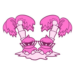 2 Ducks Small Cute Two Birds Sunglasses Funny Palm Fun Vacation South Seas Tropical Warm Weather Caribbean Nature Lover Summer Holiday Life Isolated T-Shirt Poster Sticker Print Illustration Design