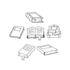 Hand drawn illustrations of books