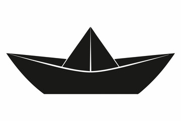 a small paper boat silhouette illustration white background