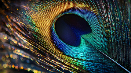 Fototapeta premium Close-up of a Peacock Feather Illustration