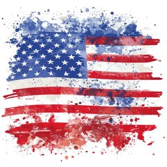 Grunge Flags. Distressed American Flag in Watercolor Style