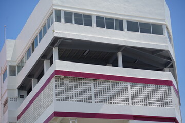 Obraz premium Detailed view of windows, doors and balconies of city buildings 