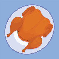 Roasted Chicken vector icon. Roasted Chicken Dinner illustration