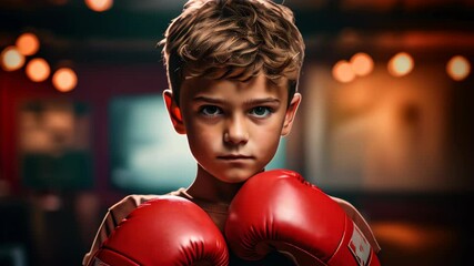 Young boxer training intensely in a gym, showcasing determination and skill while preparing for competition