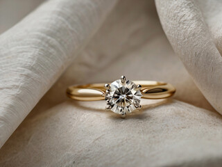 An elegant diamond engagement ring with a prominent solitaire, set on a slender gold band.