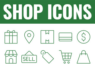 Shop icons set vector. shop e-commerce business vector icons set