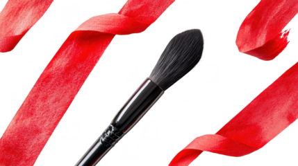 Chinese Calligraphy Brush with Red Ribbon, Chinese New Year Festival, Isolated on White, PNG File, Transparent Background
