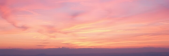 Fototapeta premium Pastel hues blend in the sky as clouds catch the last light of a stunning sunset, nature, twilight