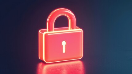 SEO relevance concept. A glowing red padlock symbolizing security and privacy against a dark background.