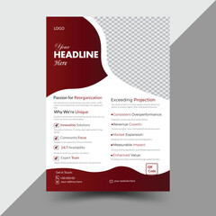 Healthcare  flyer design with dark red color and simple shape. Abstract business flyer Brochure...