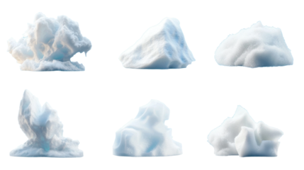 A diverse assortment of cloud formations can be seen, each displaying distinct shapes and textures, ideal for use in digital design or artistic compositions